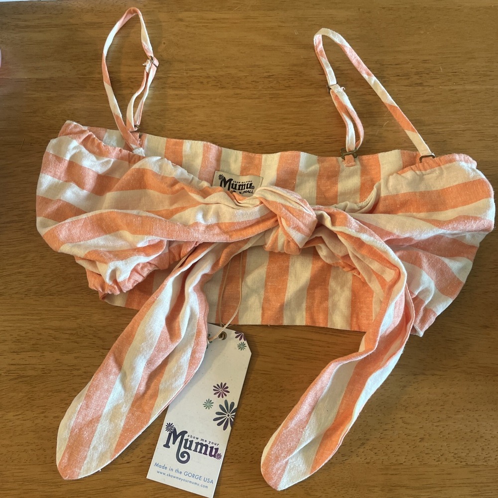 Show Me Your Mumu Striped With Removable Straps XS Kenny Scarf Top Made In USA